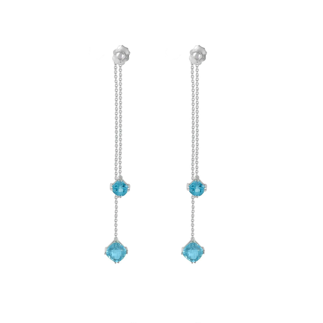 Blue Topaz Front/Back Dangle Earrings in Silver - jewelerize.com