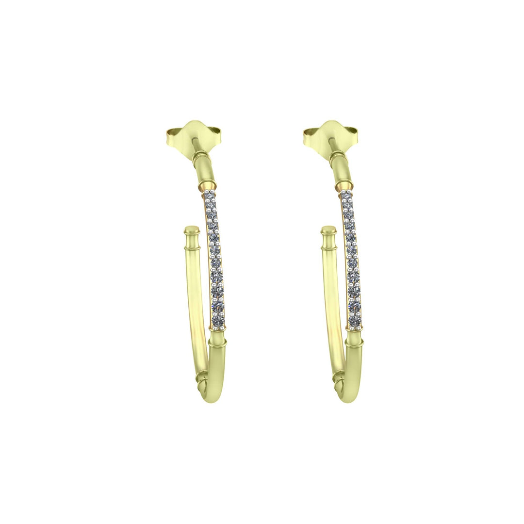 Diamond Fashion Half Hoop Earrings in 10K Yellow Gold - jewelerize.com