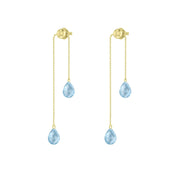 Adjustable Sky Blue Topaz Dangle Earrings in 10K Yellow Gold - jewelerize.com