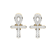 Diamond Cross Stud Earrings in 10K Yellow Gold - jewelerize.com