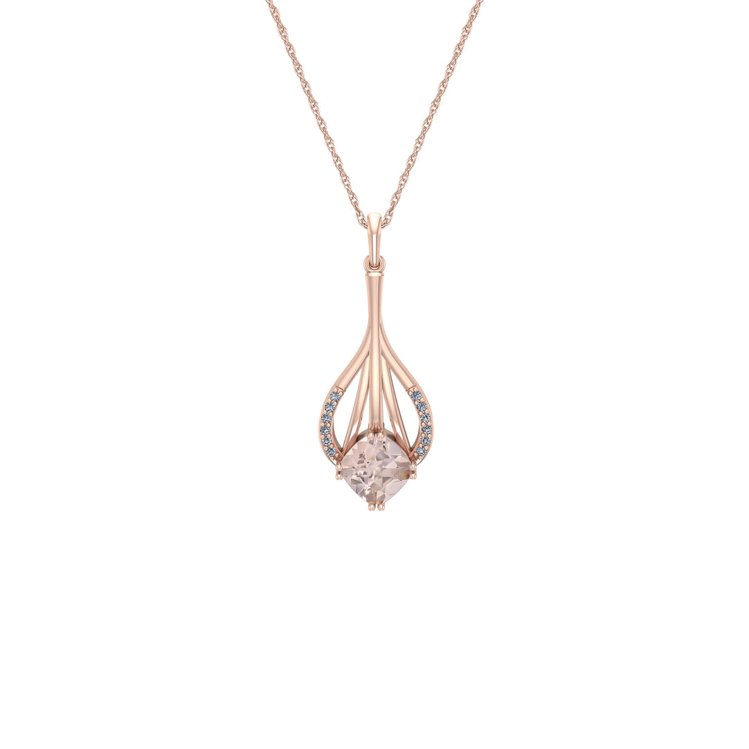 Morganite and Diamond Fashion Pendant in 10k Rose Gold - jewelerize.com
