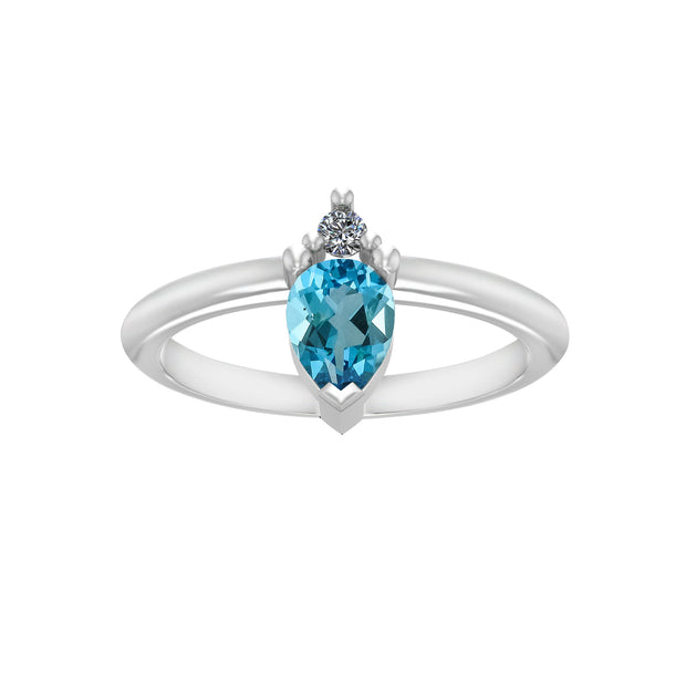 Pear Shape Blue Topaz and Diamond Fashion Ring