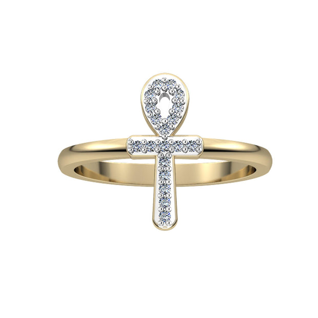 Diamond Accent Cross Ring in 10K Yellow Gold - jewelerize.com