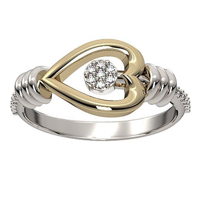 Sterling Silver and 10k Diamond Heart Ring - jewelerize.com