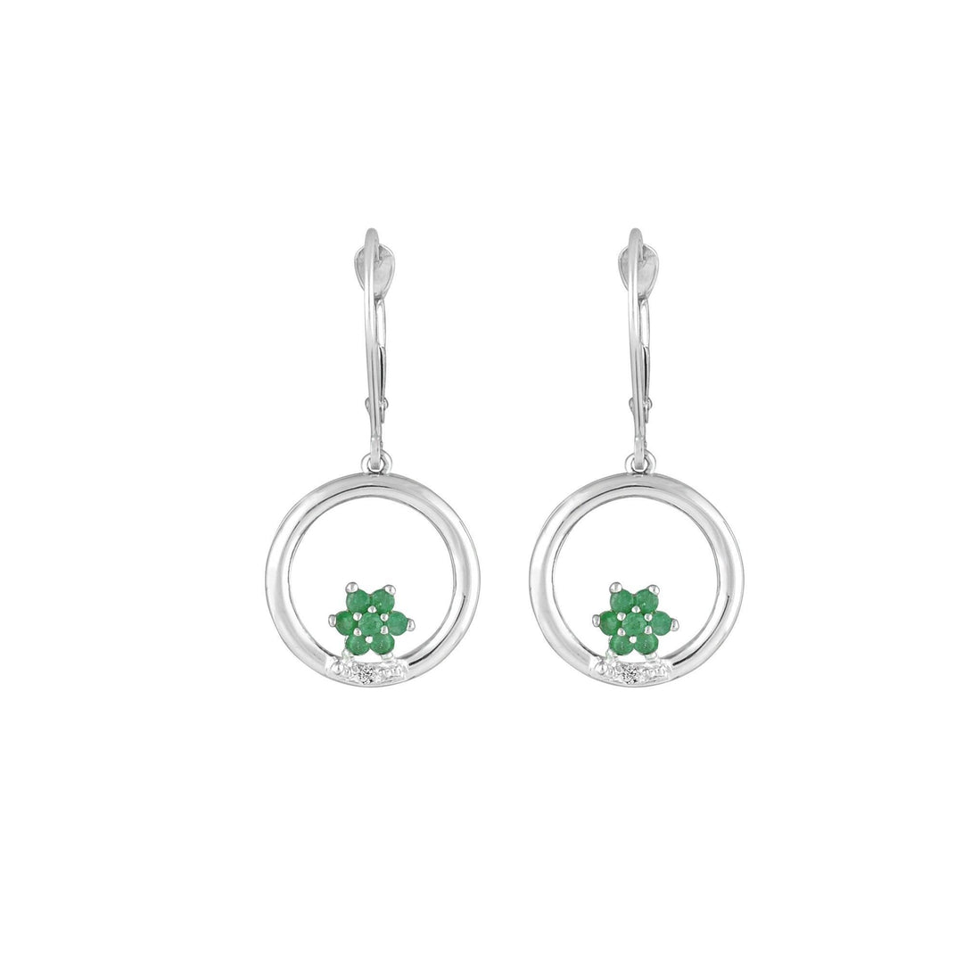 Emerald and Diamond Dangle Earrings in 10K White Gold - jewelerize.com