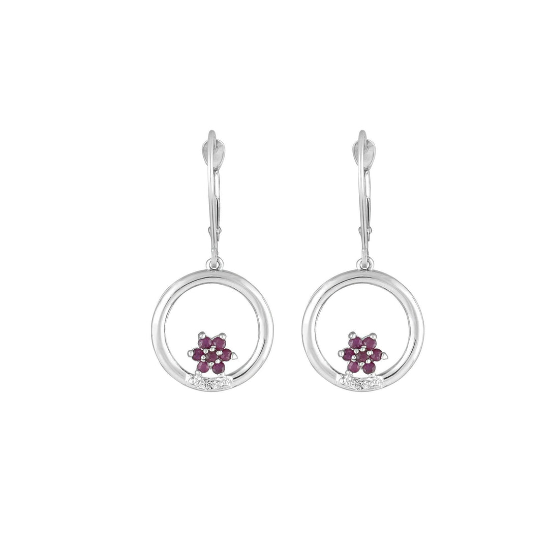 Ruby and Diamond Dangle Earrings in 10K White Gold - jewelerize.com