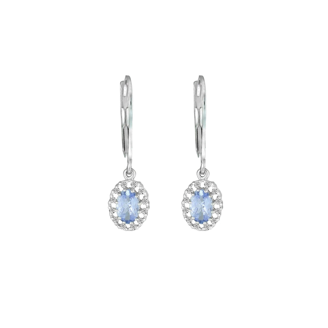 Tanzanite and Diamond Dangle Earrings in 10K White Gold - jewelerize.com