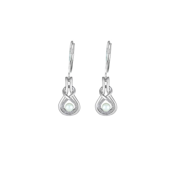 Pearl and Diamond Sterling Silver Earrings - jewelerize.com