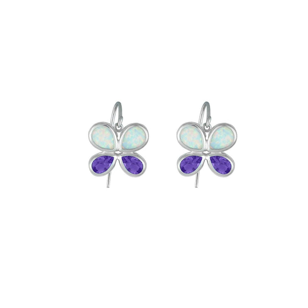 Butterfly Earrings - Created Opal & Purple Amethyst Earrings in Silver - jewelerize.com