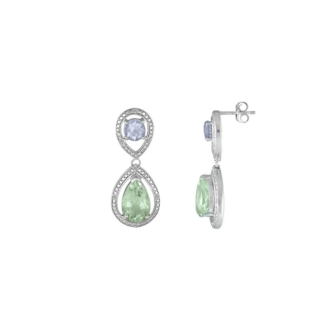 Green and Pink Amethyst Sterling Silver Earrings - jewelerize.com