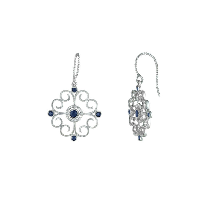Blue Sapphire and Diamond Accent Earrings in Silver - jewelerize.com