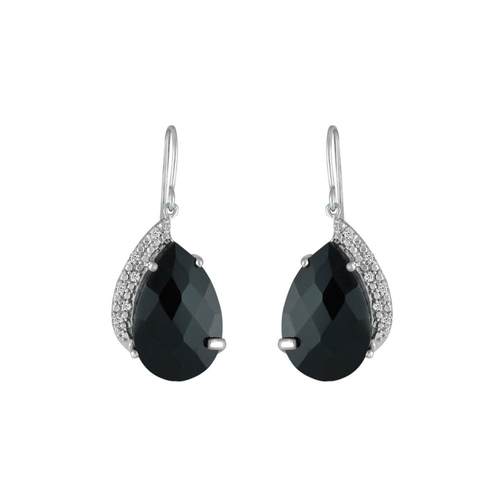 Black Onyx and Diamond Fashion Earrings In Silver - jewelerize.com