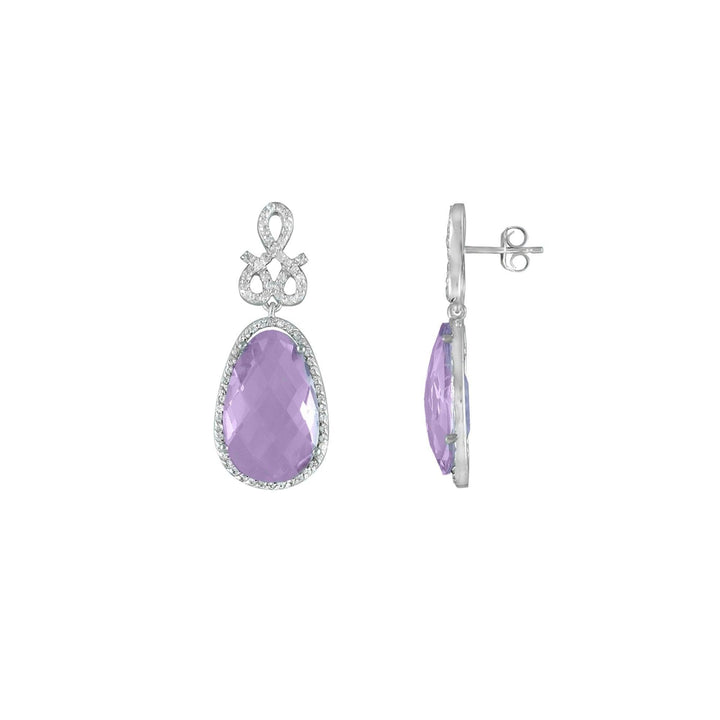 Pink Amethyst and Created White Sapphire Earrings in Silver - jewelerize.com