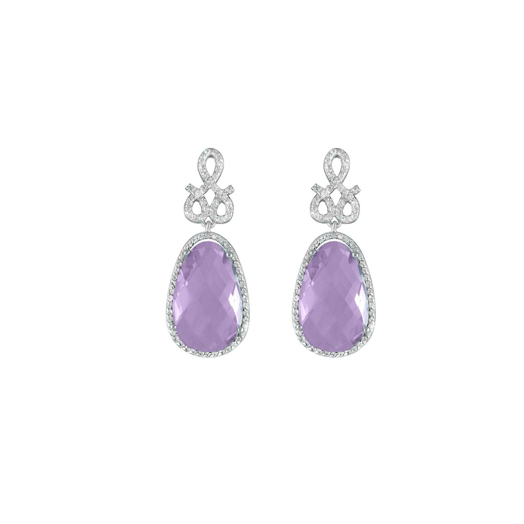 Pink Amethyst and Created White Sapphire Earrings in Silver - jewelerize.com