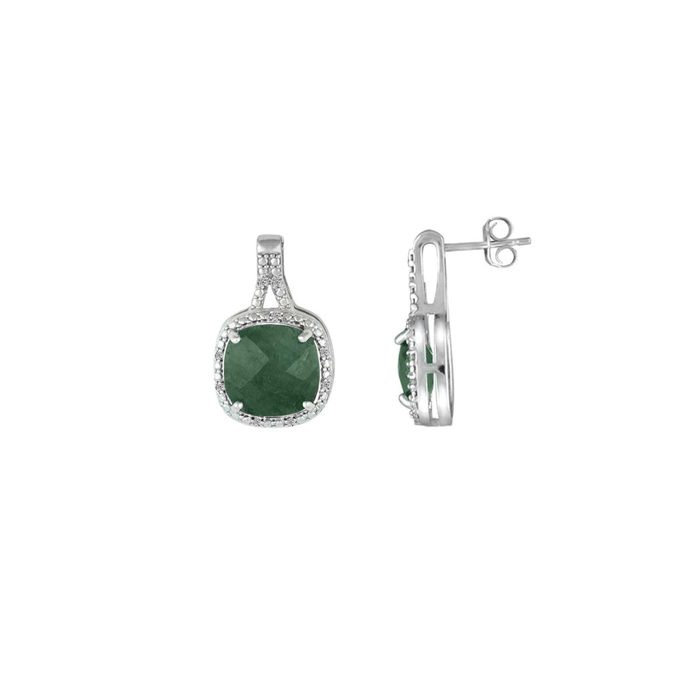 Genuine Emerald and Diamond Accent Silver Earrings - jewelerize.com