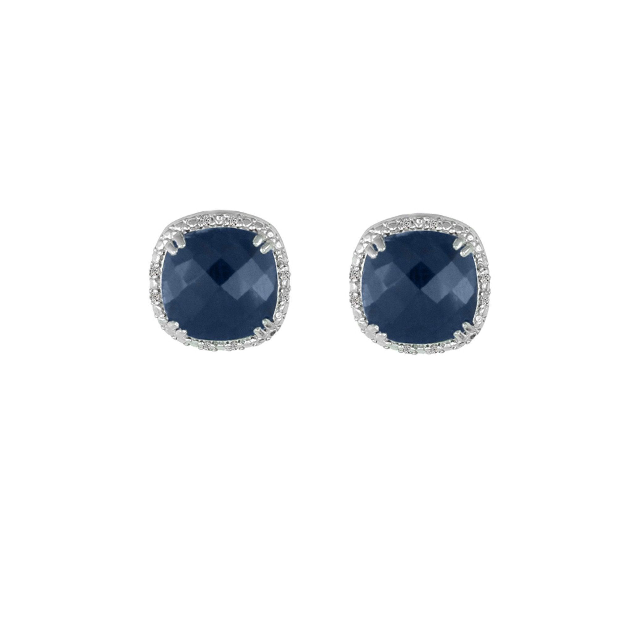 Genuine Sapphire and Diamond Accent Stud Earrings