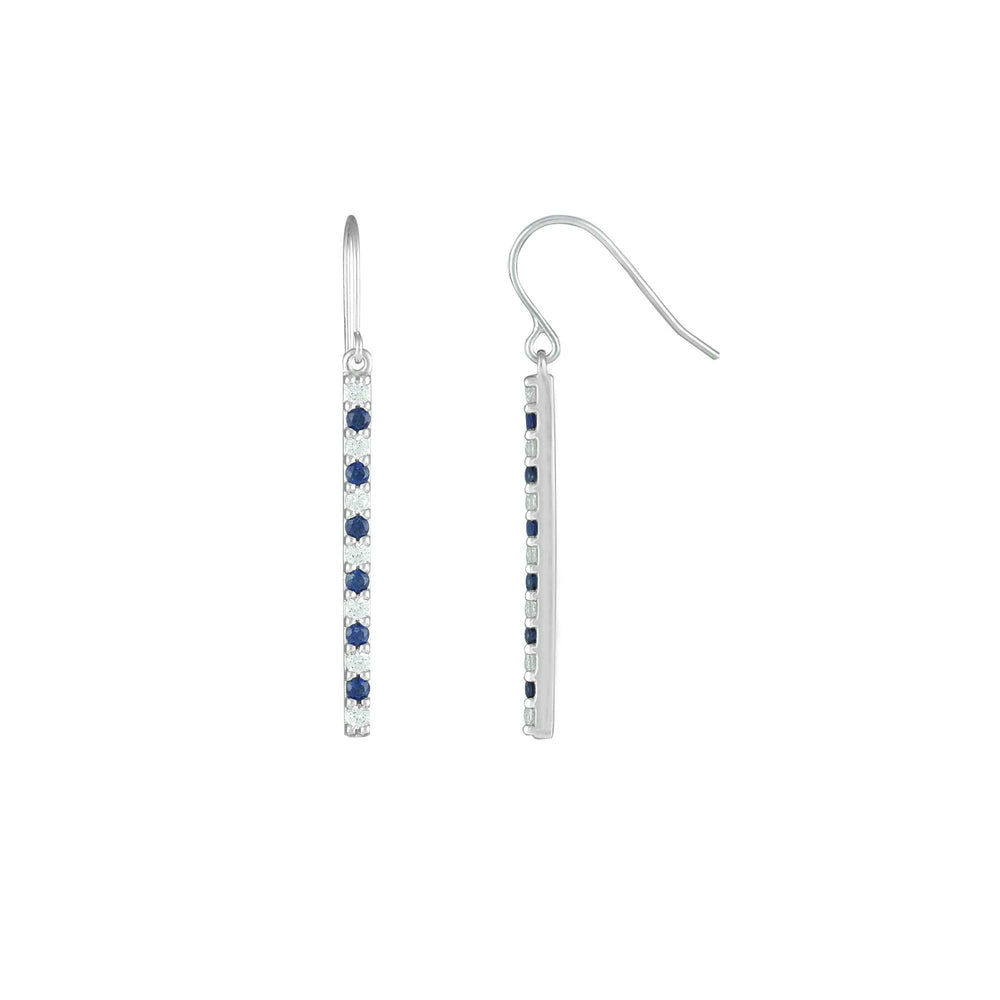 Created Blue and White Sapphire Fashion Drop Earrings in 10K White Gold - jewelerize.com