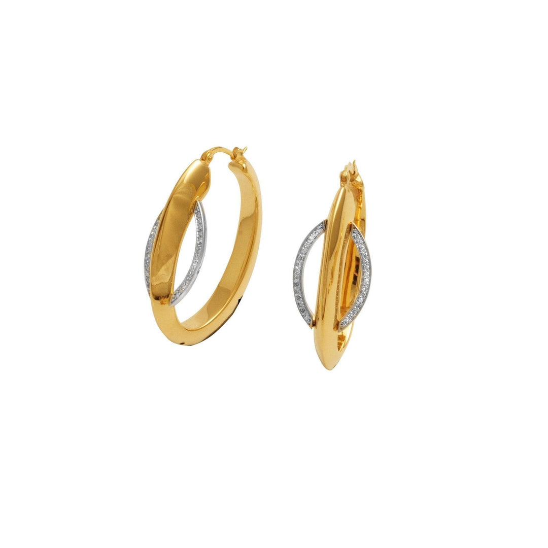 14K Yellow Gold and Diamond Innovoro® Lightweight Hoop Earrings - jewelerize.com