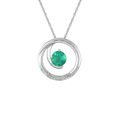 Created Emerald and Diamond Accent Fashion Pendant in 10K White Gold - jewelerize.com