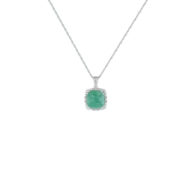 Genuine Emerald and Diamond Accent Pendant in Silver - jewelerize.com