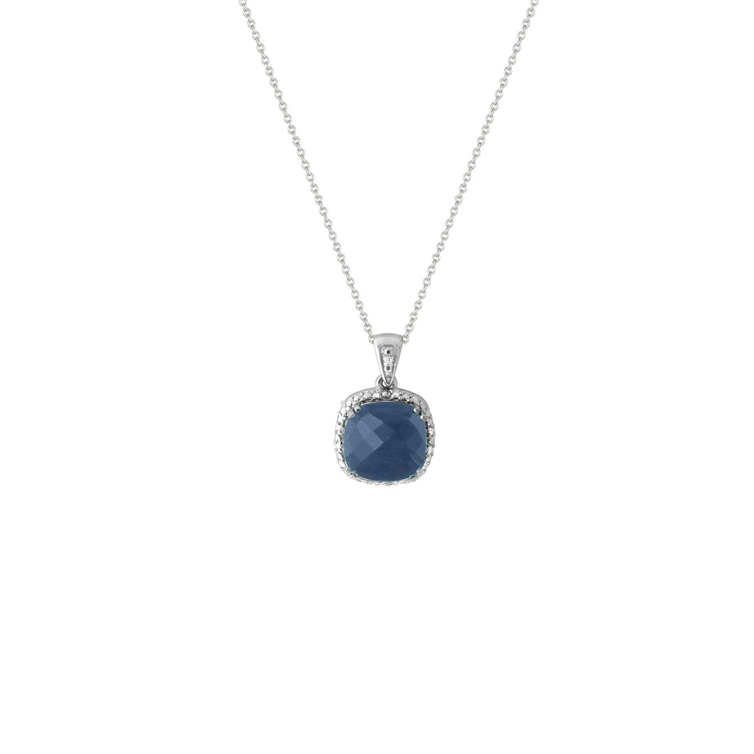 Genuine Sapphire and Diamond Silver Pendant - jewelerize.com