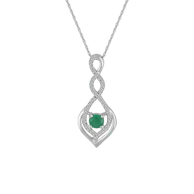 Emerald and Diamond Accent Fashion Pendant in 10K White Gold - jewelerize.com