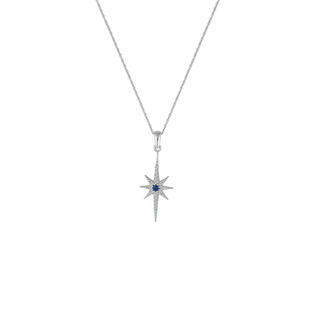 Created Blue and White Sapphire Star Fashion Pendant in 10K Gold - jewelerize.com