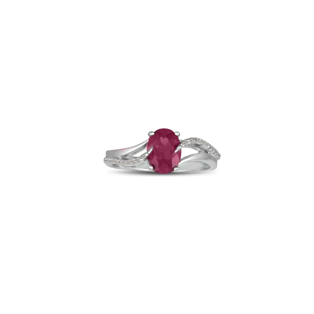 Created Ruby and Diamond Accent Silver Ring - jewelerize.com