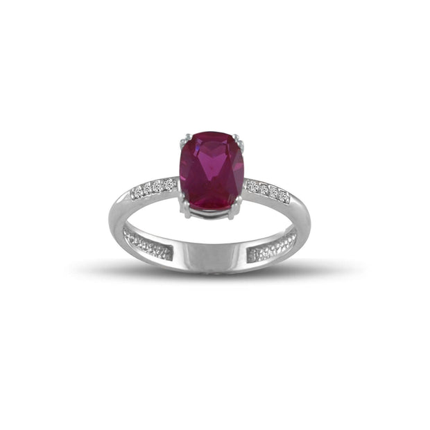 10K White Gold Created Ruby and Diamond Accent Fashion Ring - jewelerize.com