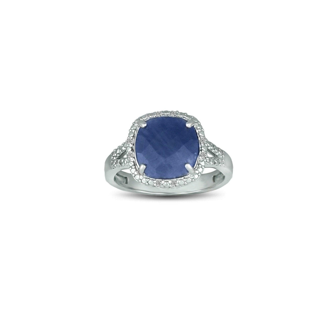 Genuine Sapphire and Diamond Accent Silver Ring - jewelerize.com