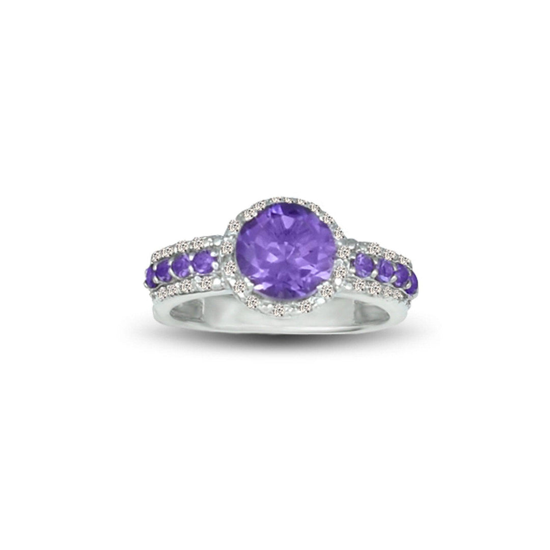 Amethyst and Diamond Accent Ring in Sterling Silver - jewelerize.com