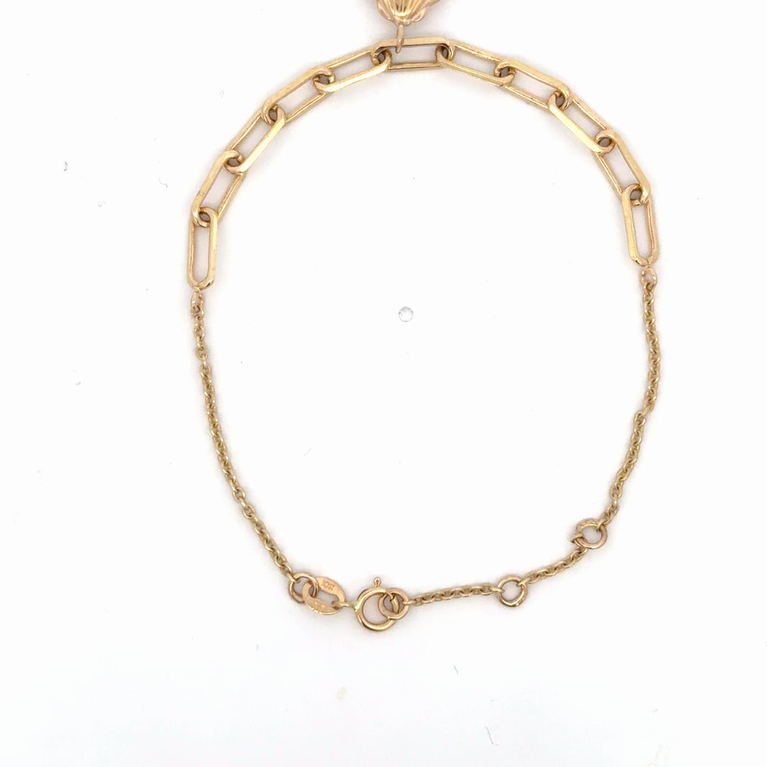 Elegant Yellow Gold Polished Shell Charm Link Bracelet - jewelerize.com