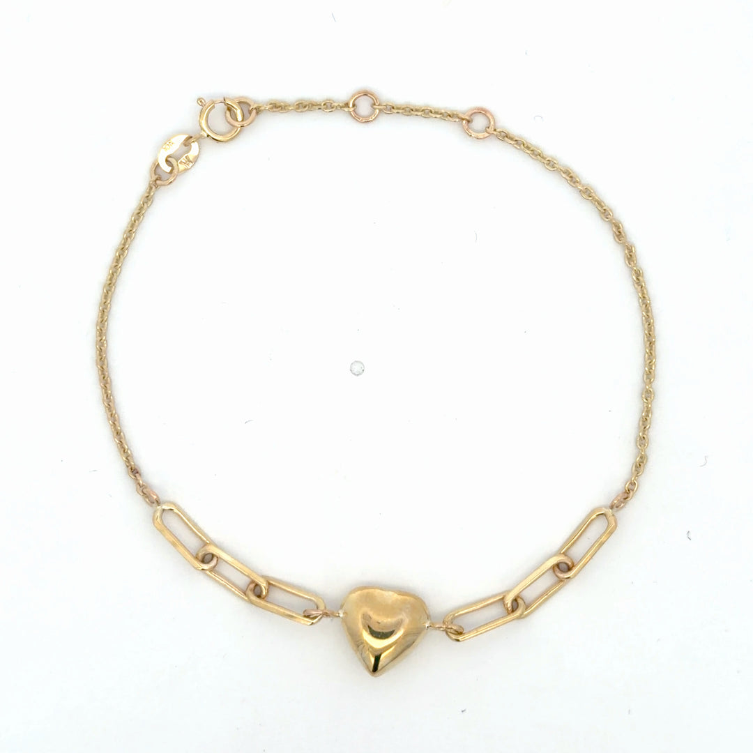 Classic Yellow Gold Heart Link Bracelet - jewelerize.com