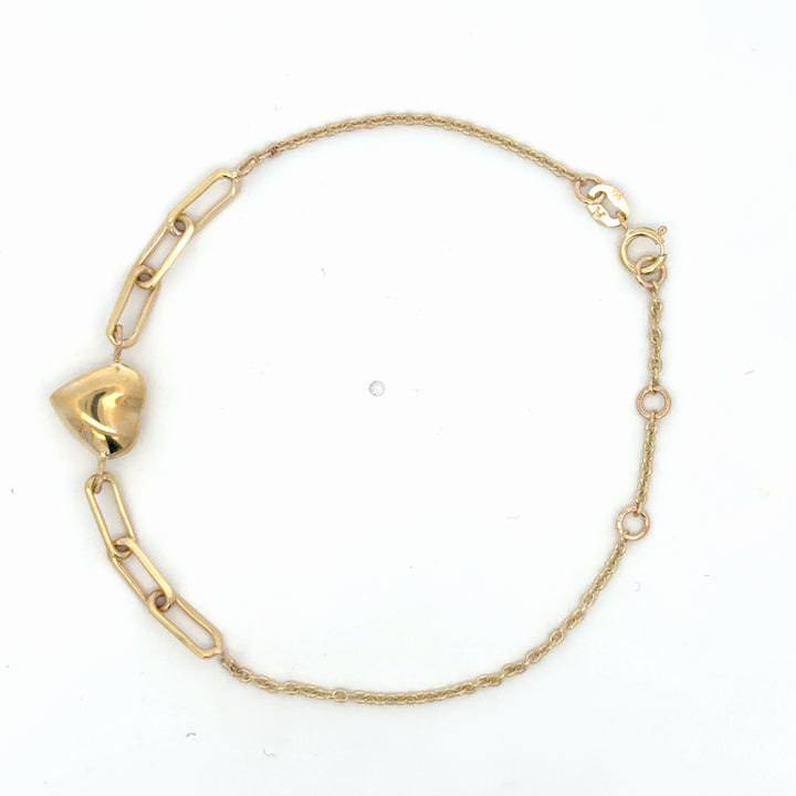 Classic Yellow Gold Heart Link Bracelet - jewelerize.com