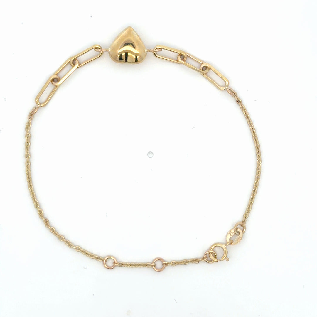 Classic Yellow Gold Heart Link Bracelet - jewelerize.com