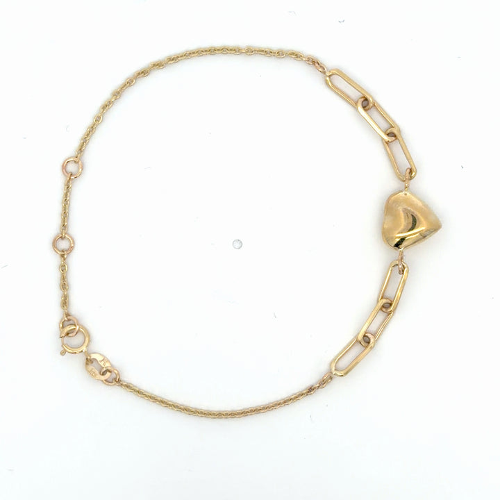 Classic Yellow Gold Heart Link Bracelet - jewelerize.com