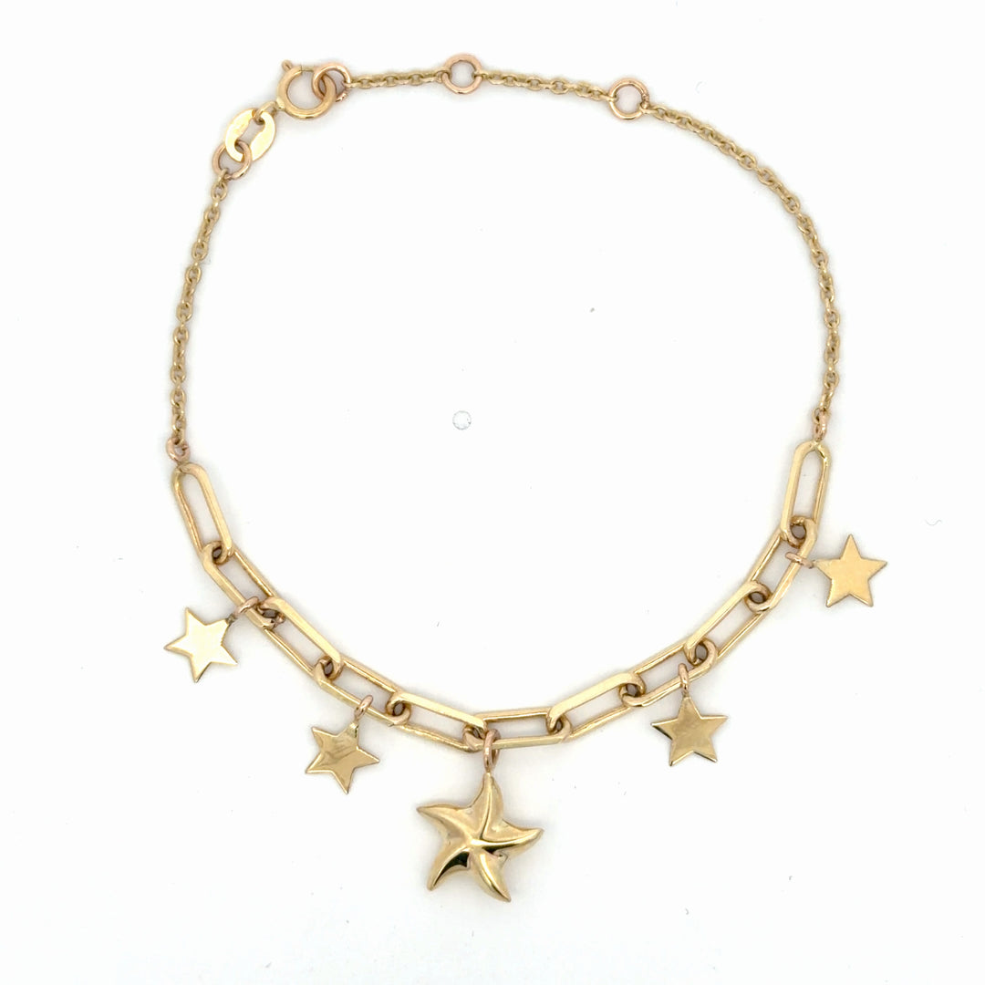 Classic 10k Yellow Gold Star Charm Bracelet - jewelerize.com