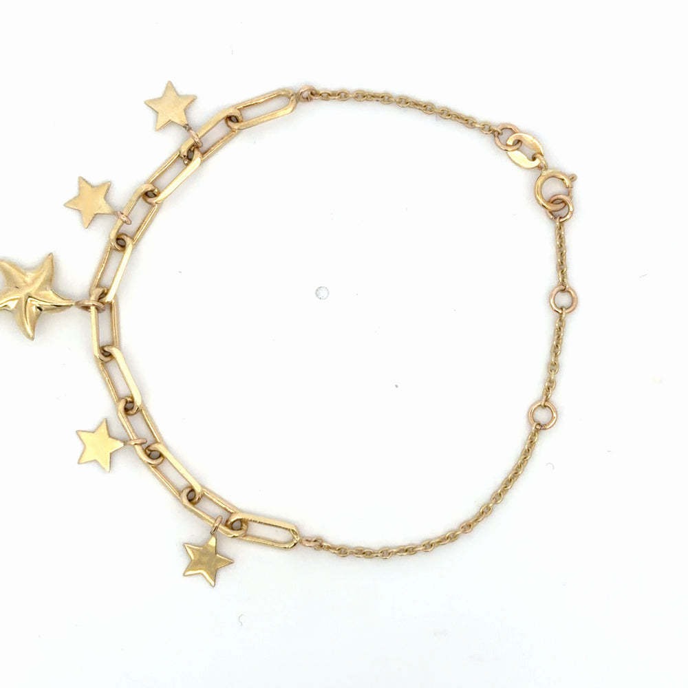 Classic 10k Yellow Gold Star Charm Bracelet - jewelerize.com