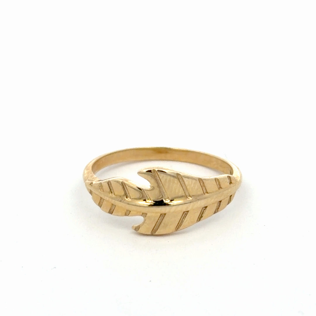 10K Yellow Gold Leaf Ring - jewelerize.com