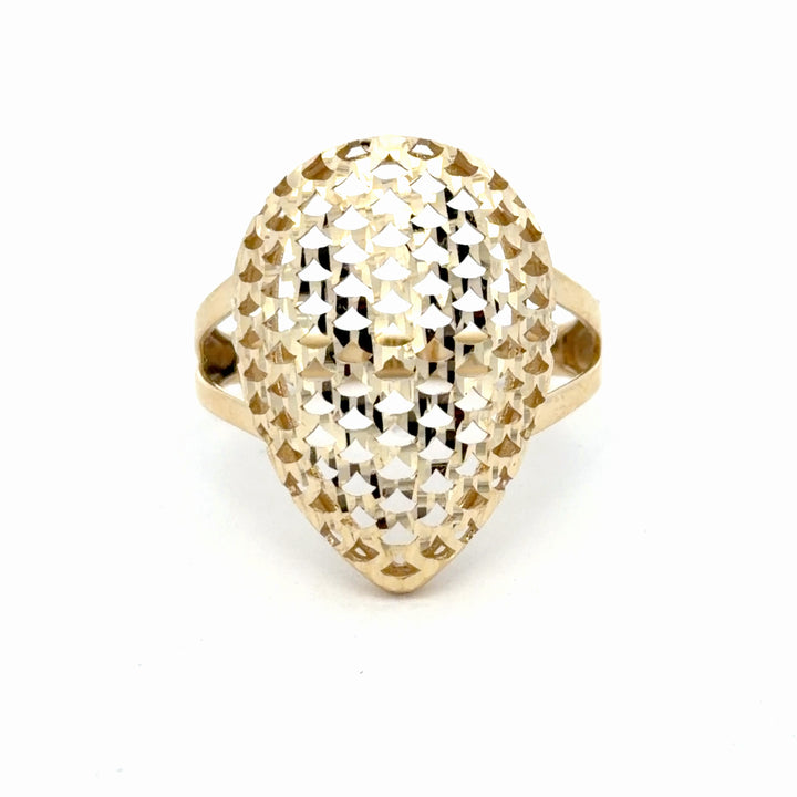 Vintage-Inspired High-Polish Yellow Gold Textured Cocktail Ring - jewelerize.com