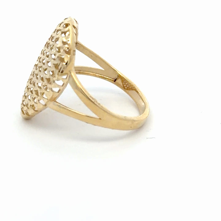 Vintage-Inspired High-Polish Yellow Gold Textured Cocktail Ring - jewelerize.com