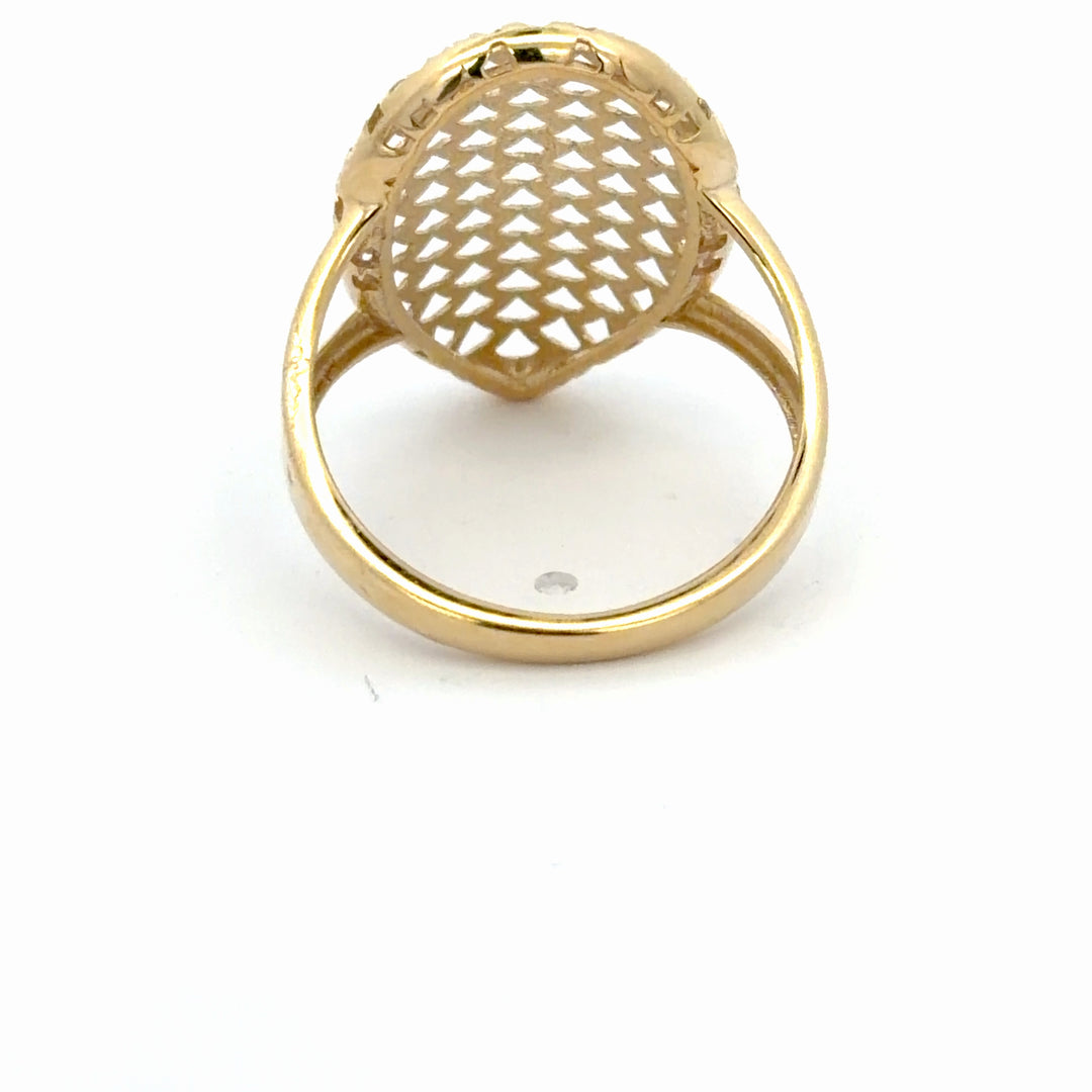 Vintage-Inspired High-Polish Yellow Gold Textured Cocktail Ring - jewelerize.com