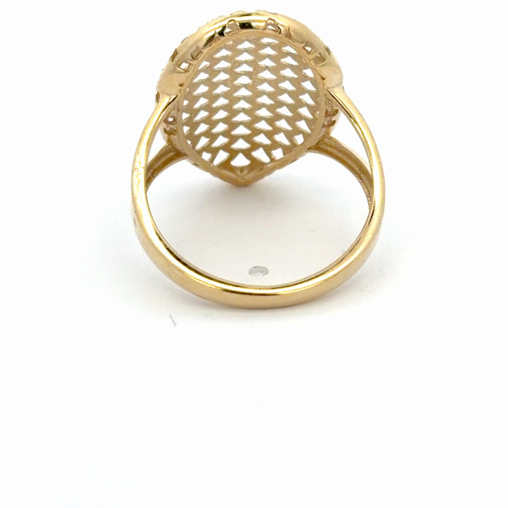 Vintage-Inspired High-Polish Yellow Gold Textured Cocktail Ring - jewelerize.com