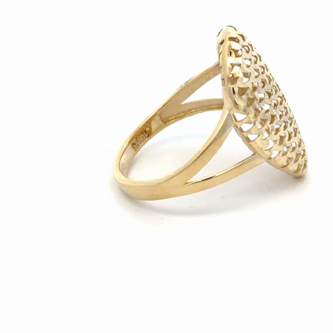 Vintage-Inspired High-Polish Yellow Gold Textured Cocktail Ring - jewelerize.com