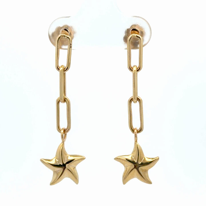 10K Yellow Gold Star Earrings - jewelerize.com