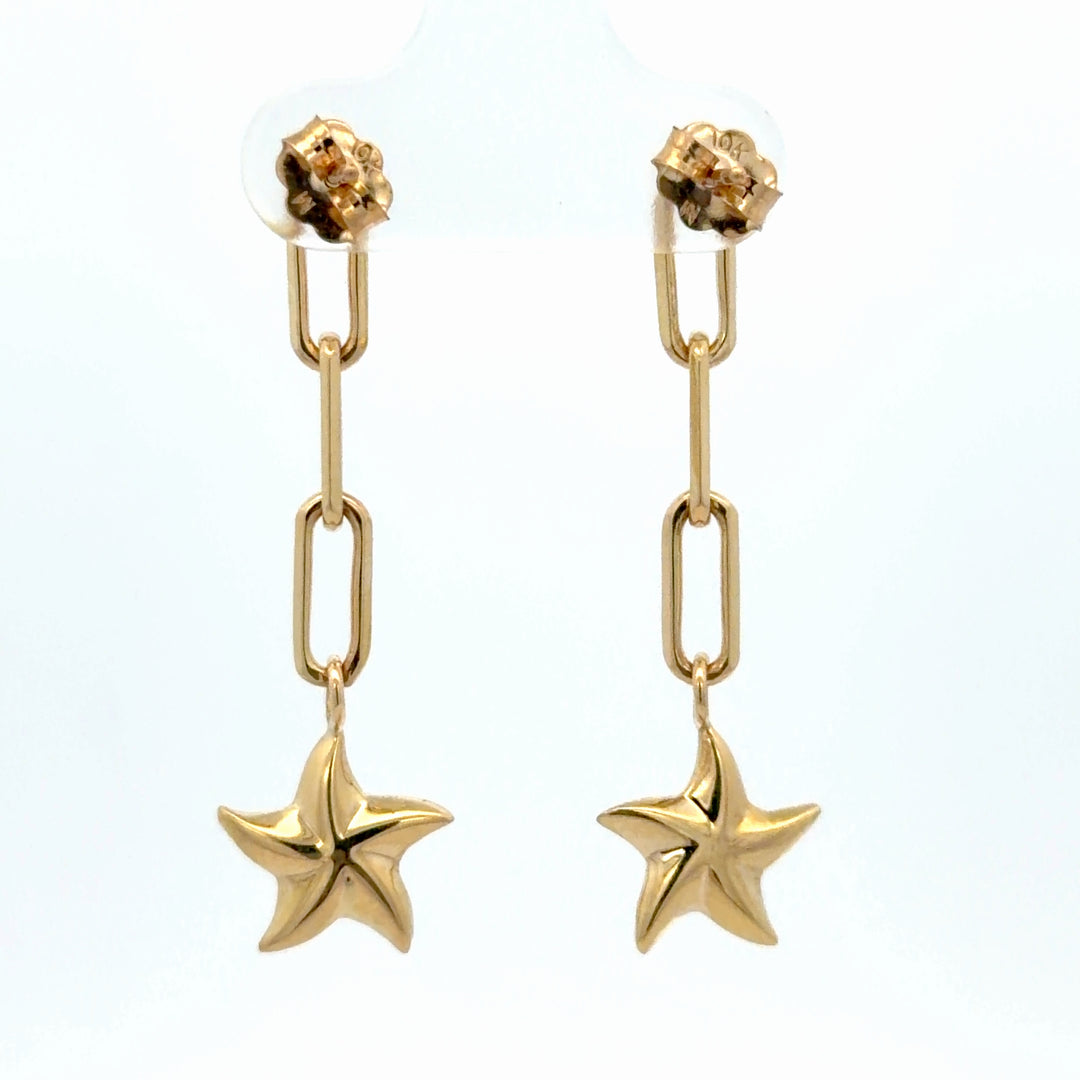 10K Yellow Gold Star Earrings - jewelerize.com