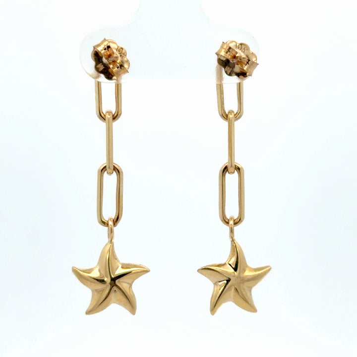 10K Yellow Gold Star Earrings - jewelerize.com