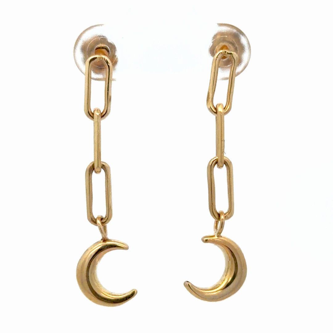 10K Yellow Gold Moon Earrings - jewelerize.com