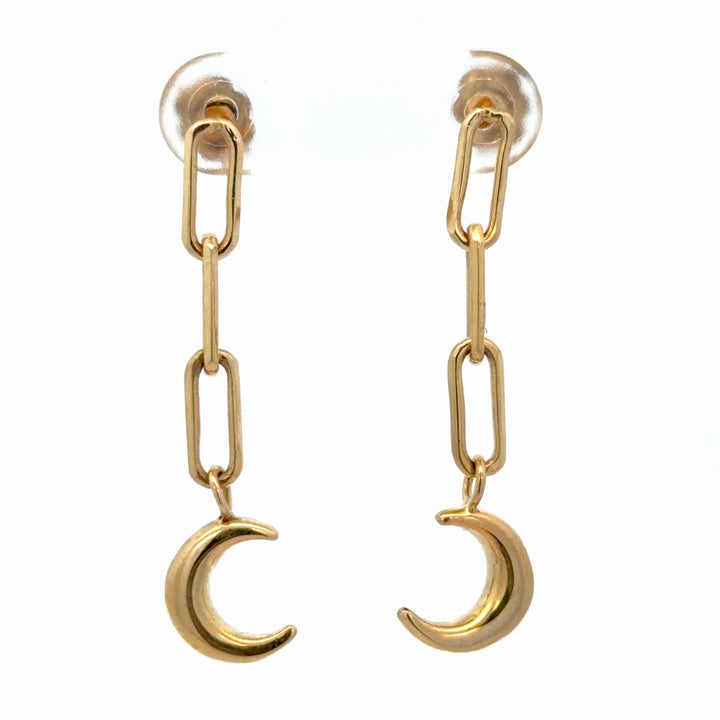 10K Yellow Gold Moon Earrings - jewelerize.com