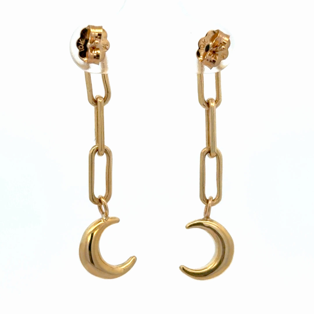 10K Yellow Gold Moon Earrings - jewelerize.com